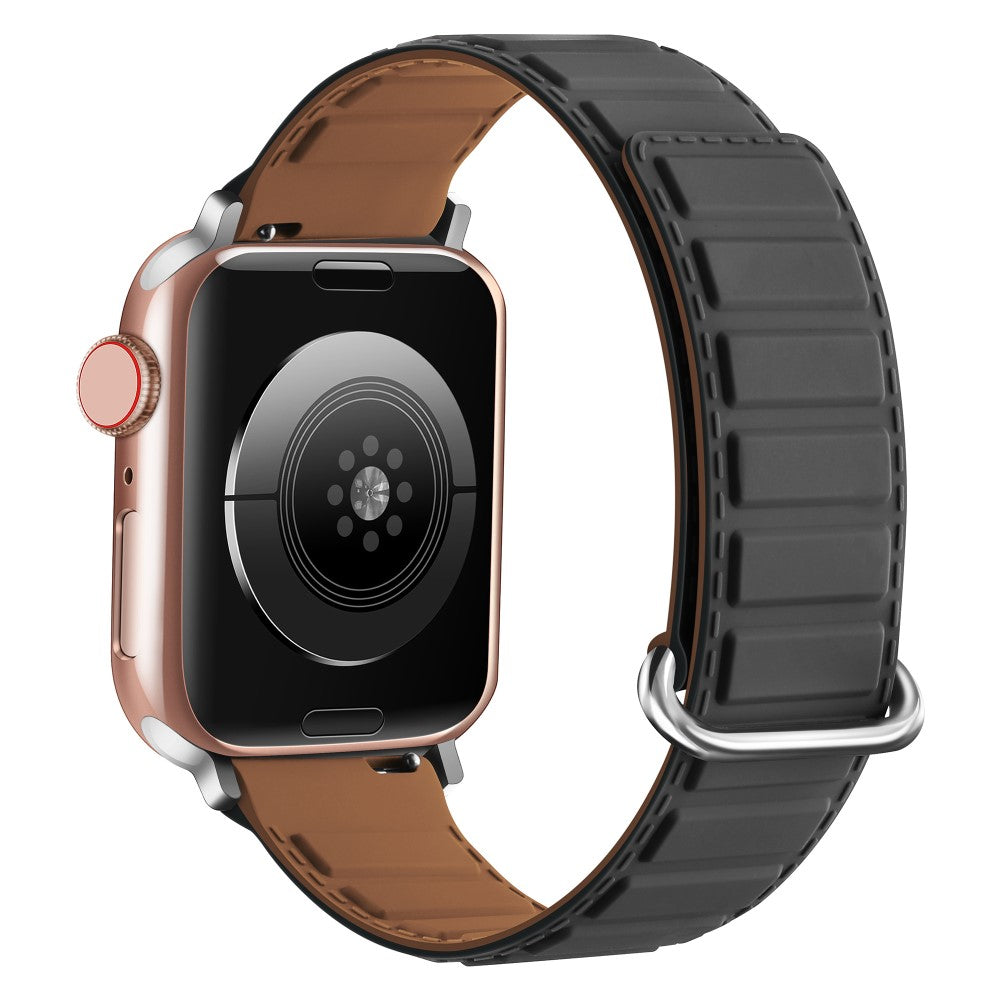 Silicone Strap Apple Watch Series 10 46mm Magnetic Buckle Watch Band - Grey+Brown#serie_3