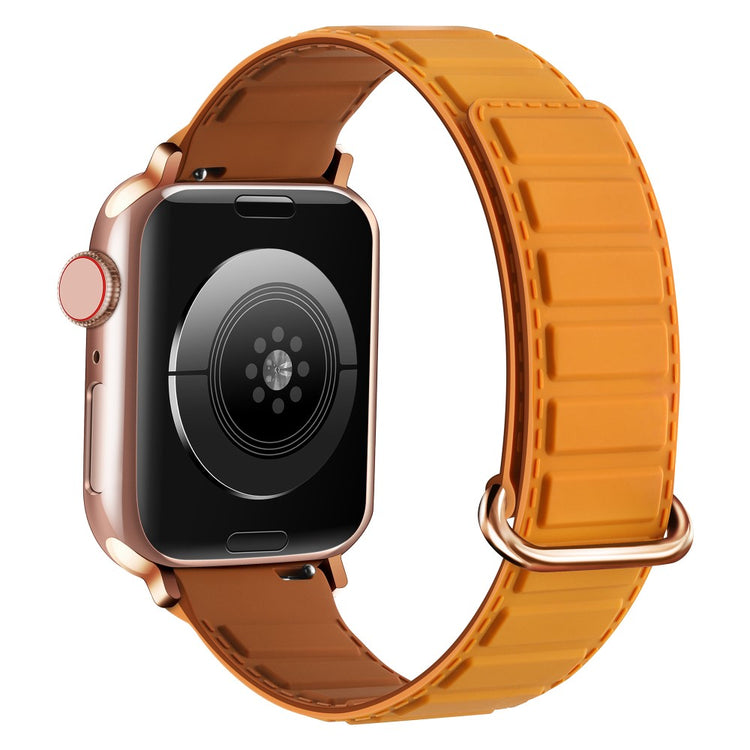 Silicone Strap Apple Watch Series 10 46mm Magnetic Buckle Watch Band - Yellow+Brown#serie_14
