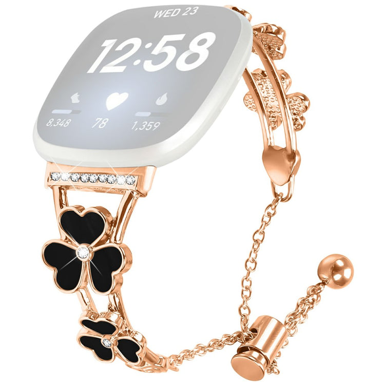 Fitbit Versa 3 / Sense Watchband Heart Clover Decor Zinc Alloy Metal Strap - Rose Gold#serie_3