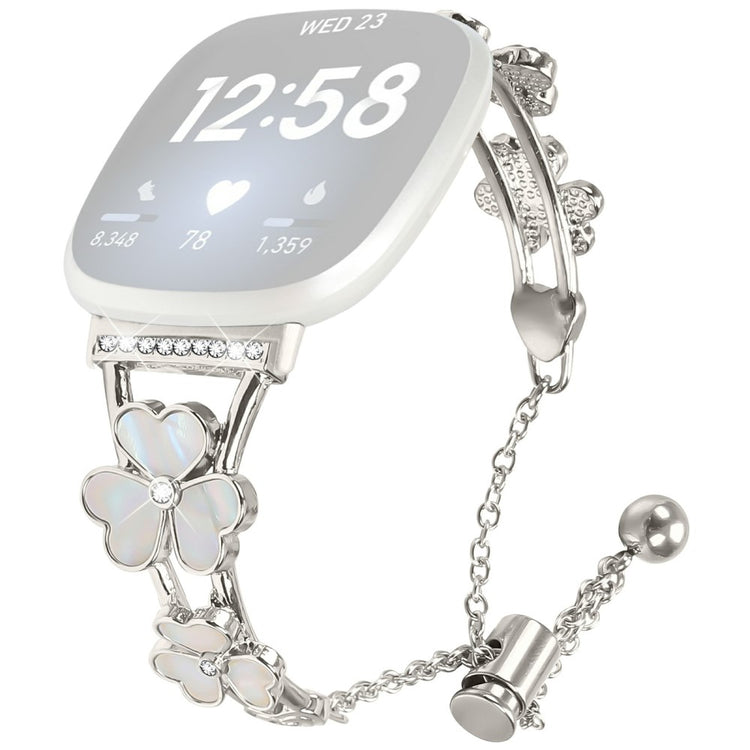 Fitbit Versa 3 / Sense Watchband Heart Clover Decor Zinc Alloy Metal Strap - Starlight#serie_4