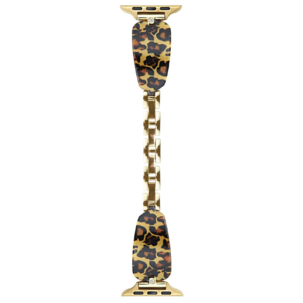 Watch Strap Apple Watch Series 49mm - 45mm - 44mm - 42mm Rhinestone Decor Resin Metal Wrist Band - Gold Leopard Print#serie_1