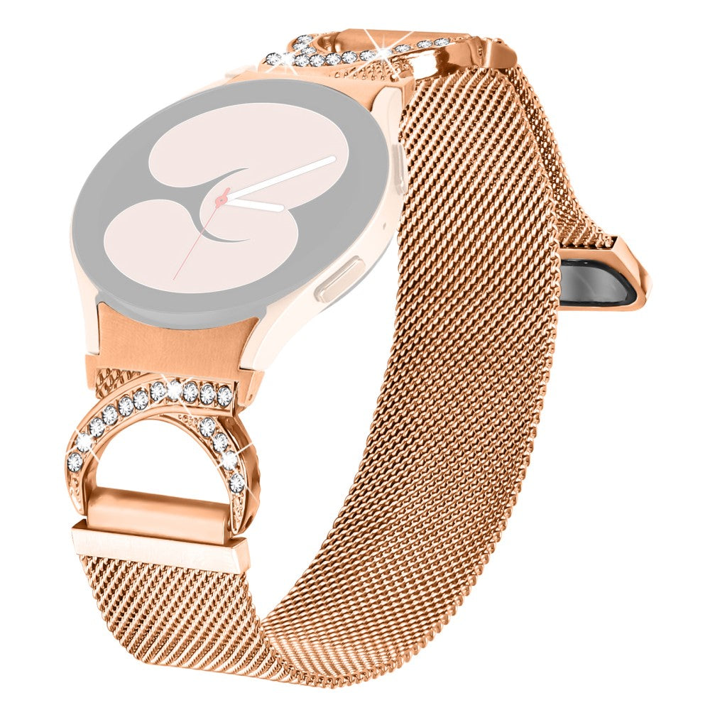 Watch Strap with Quick Release Connector Samsung Galaxy Watch7 Milanese Metal Watch Band Rhinestone Decor - Rose Gold#serie_2