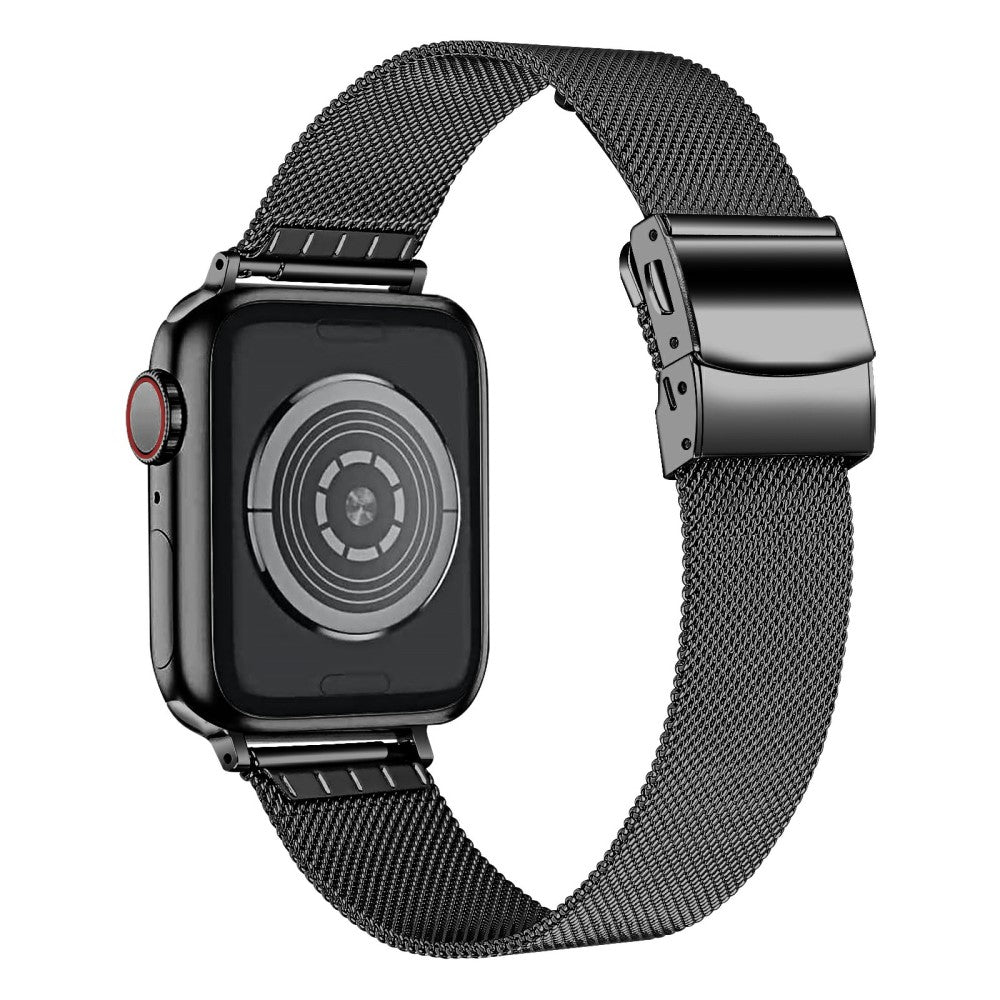 Watch Strap Apple Watch Series 49mm - 45mm - 44mm - 42mm Milanese Metal Band with Buckle - Black#serie_1
