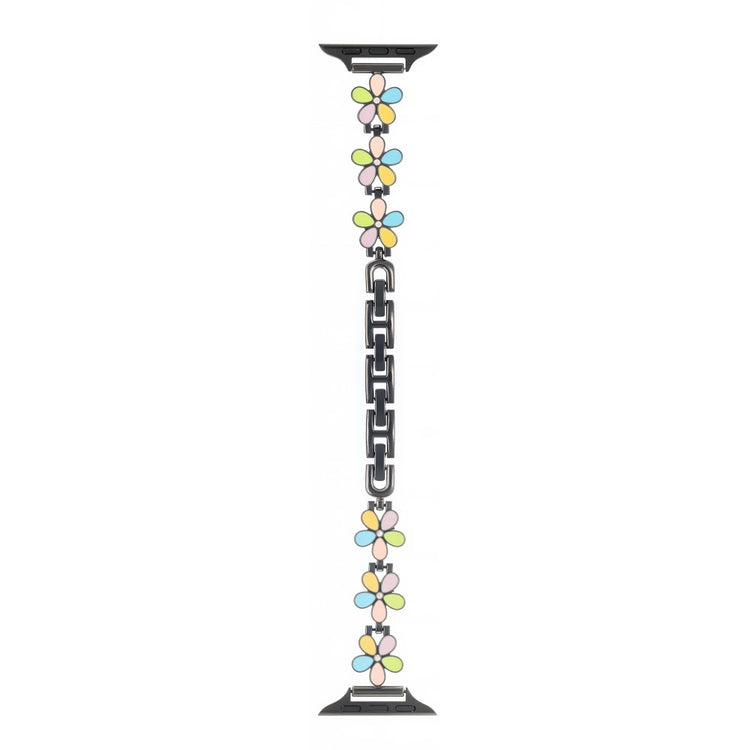 Watch Band Apple Watch Series 49mm - 45mm - 44mm - 42mm Flower Design Zinc Alloy Wrist Strap - Colorful+Black#serie_2