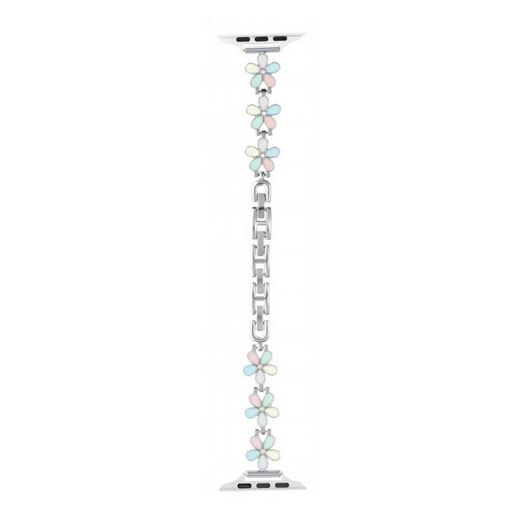 Watch Band Apple Watch Series 49mm - 45mm - 44mm - 42mm Flower Design Zinc Alloy Wrist Strap - Light Colorful+Silver#serie_5