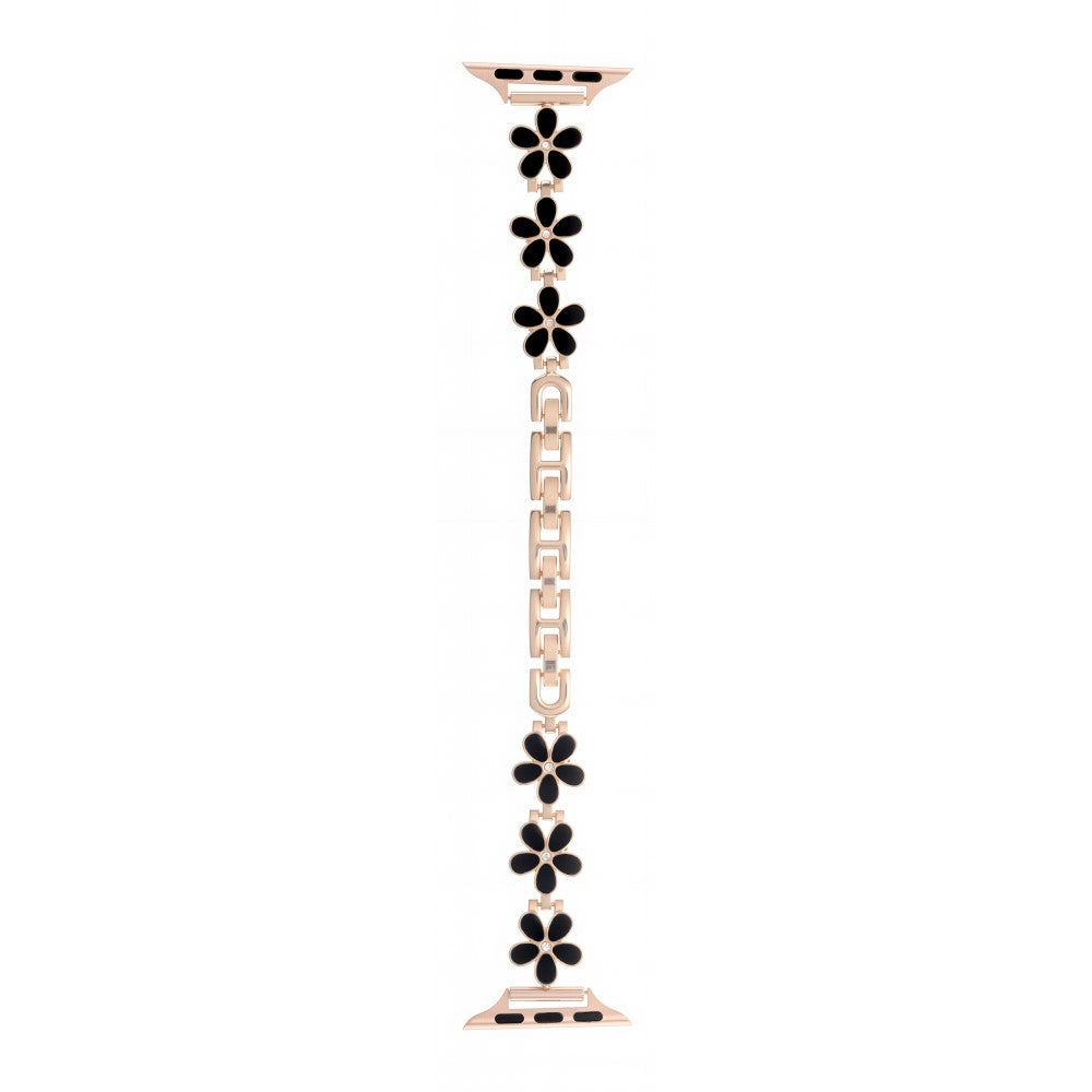 Watch Band Apple Watch Series 49mm - 45mm - 44mm - 42mm Flower Design Zinc Alloy Wrist Strap - Black+Rose Gold#serie_12