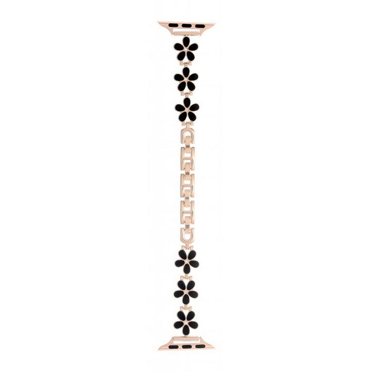 Watch Band Apple Watch Series 49mm - 45mm - 44mm - 42mm Flower Design Zinc Alloy Wrist Strap - Black+Rose Gold#serie_12
