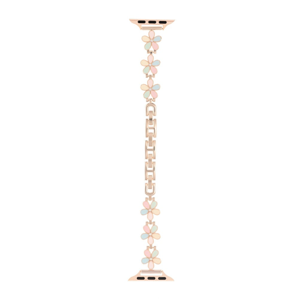 Watch Band Apple Watch Series 49mm - 45mm - 44mm - 42mm Flower Design Zinc Alloy Wrist Strap - Light Colorful+Rose Gold#serie_13