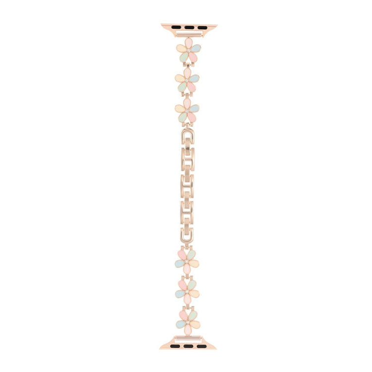 Watch Band Apple Watch Series 49mm - 45mm - 44mm - 42mm Flower Design Zinc Alloy Wrist Strap - Light Colorful+Rose Gold#serie_13