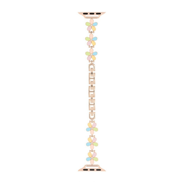 Watch Band Apple Watch Series 49mm - 45mm - 44mm - 42mm Flower Design Zinc Alloy Wrist Strap - Colorful+Rose Gold#serie_14