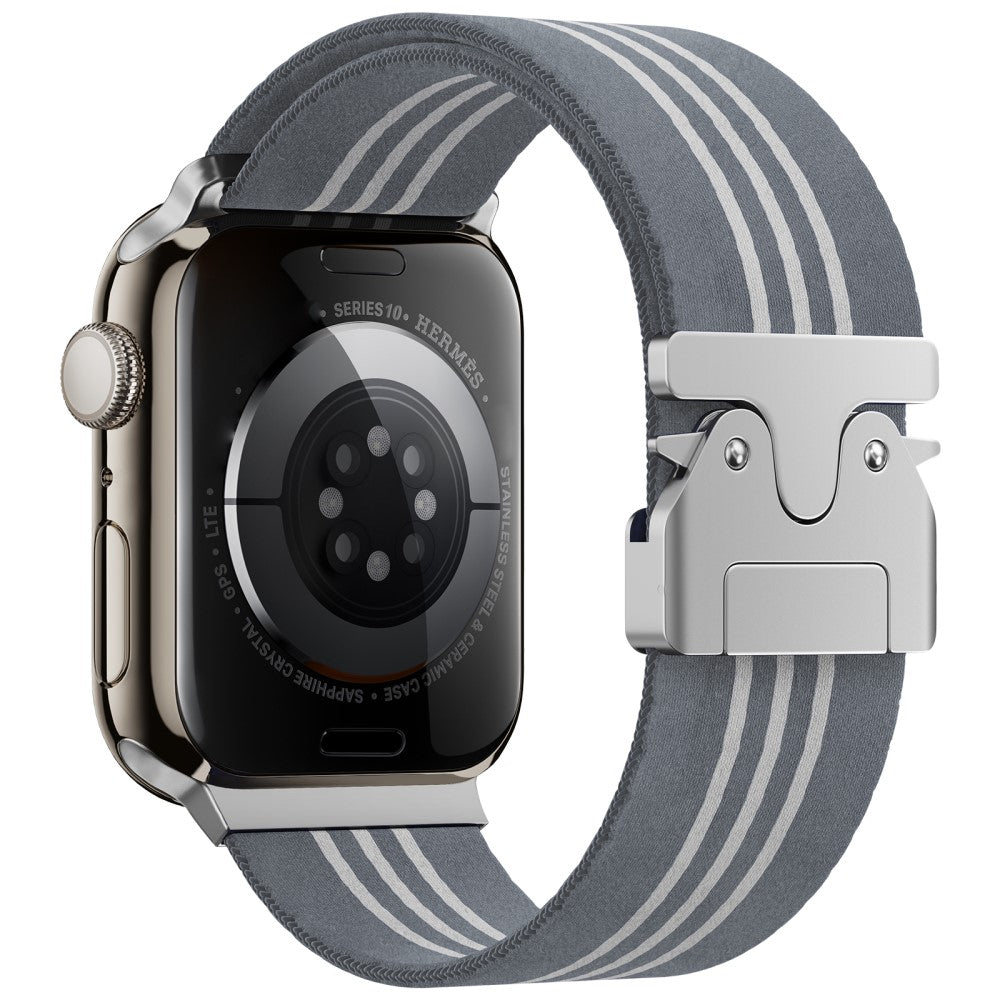 Watch Band Apple Watch Series 49mm - 45mm - 44mm - 42mm 3-Stripe Parachute Buckle Nylon Strap - Grey+White#serie_1