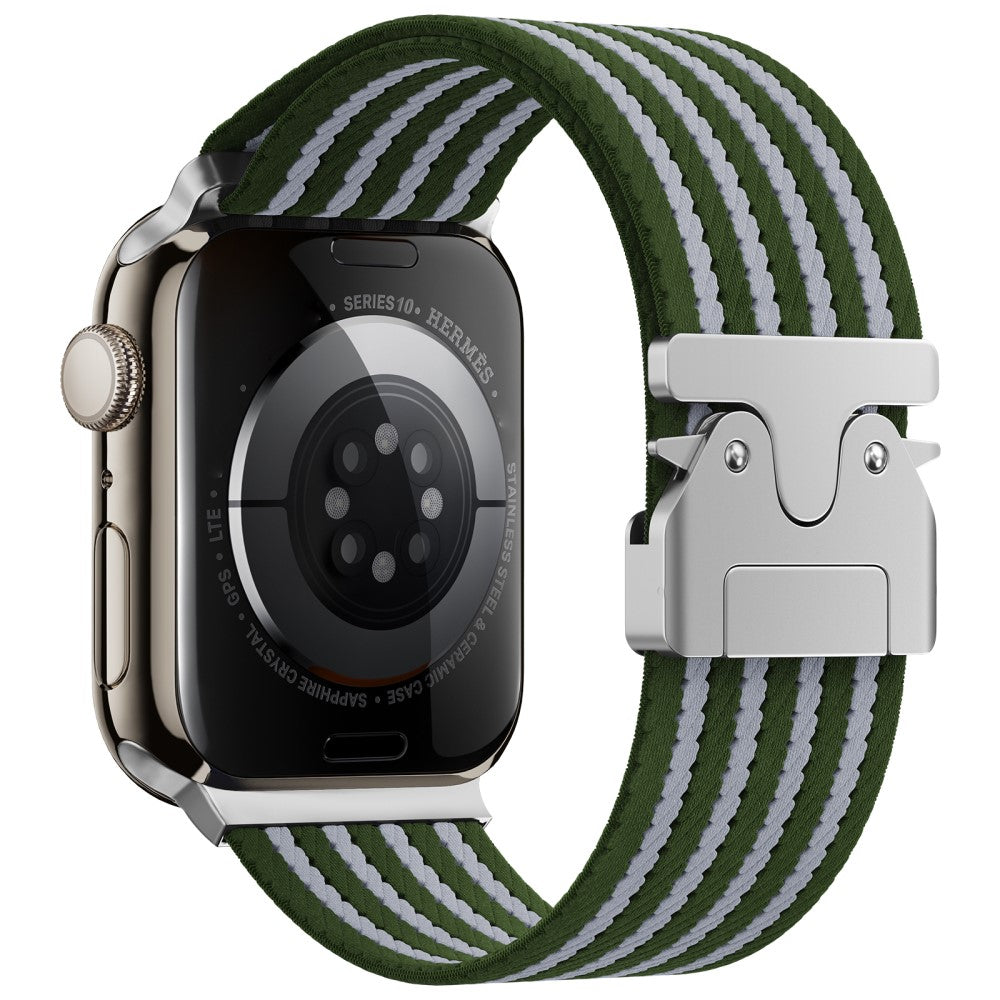 Watch Band Apple Watch Series 49mm - 45mm - 44mm - 42mm 4-Stripe Parachute Buckle Nylon Strap - Green+White#serie_1