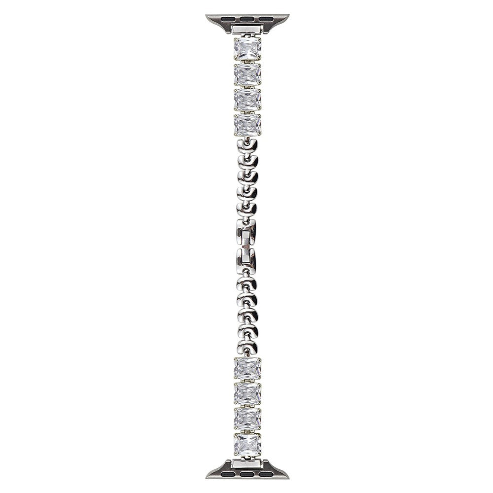 Copper Chain Strap Apple Watch Series 41mm - 40mm - 38mm Square Rhinestone Watch Band - Silver#serie_1