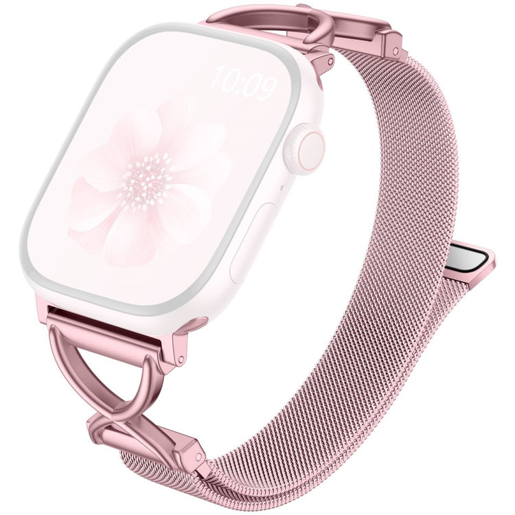 Watch Band Apple Watch Series 41mm - 40mm - 38mm X-Shape Slim Magnetic Clasp Stainless Steel Strap - Rose Pink#serie_2