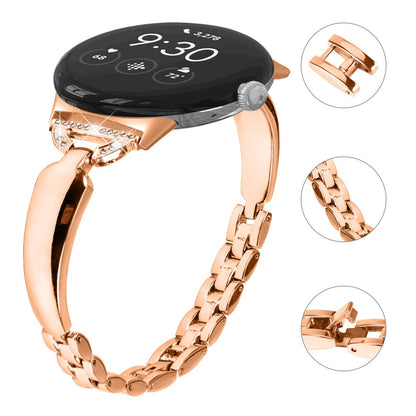 Meget Kønt Metal Og Rhinsten Rem passer til Google Pixel Watch - Pink#serie_3