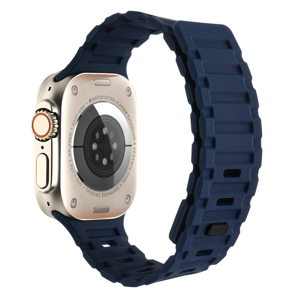 Meget Pænt Metal Og Silikone Universal Rem passer til Apple Smartwatch - Blå#serie_17