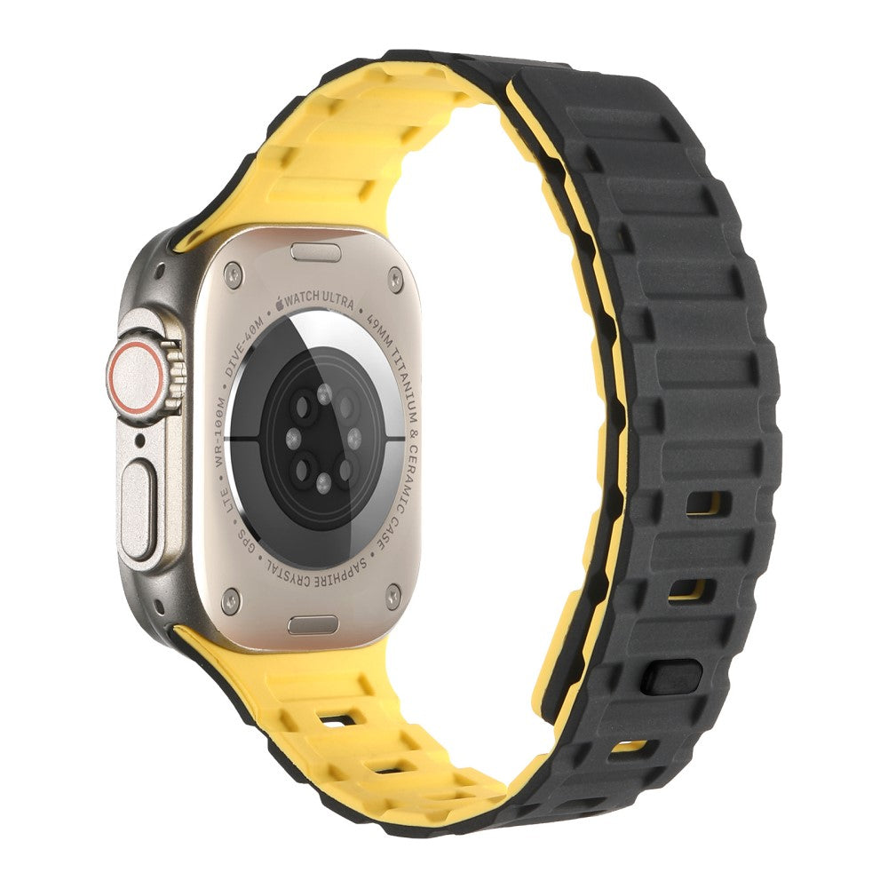 Meget Skøn Metal Og Silikone Universal Rem passer til Apple Smartwatch - Gul#serie_6
