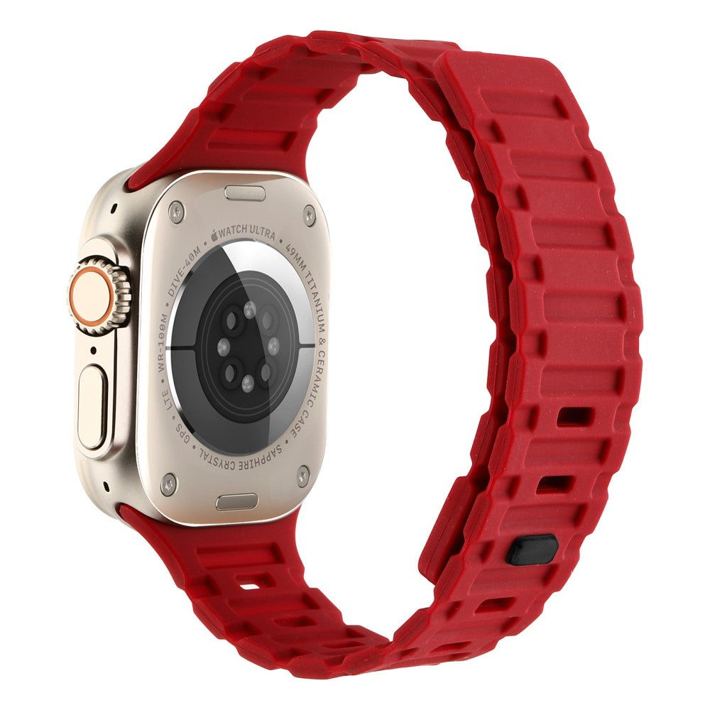 Meget Skøn Metal Og Silikone Universal Rem passer til Apple Smartwatch - Rød#serie_9