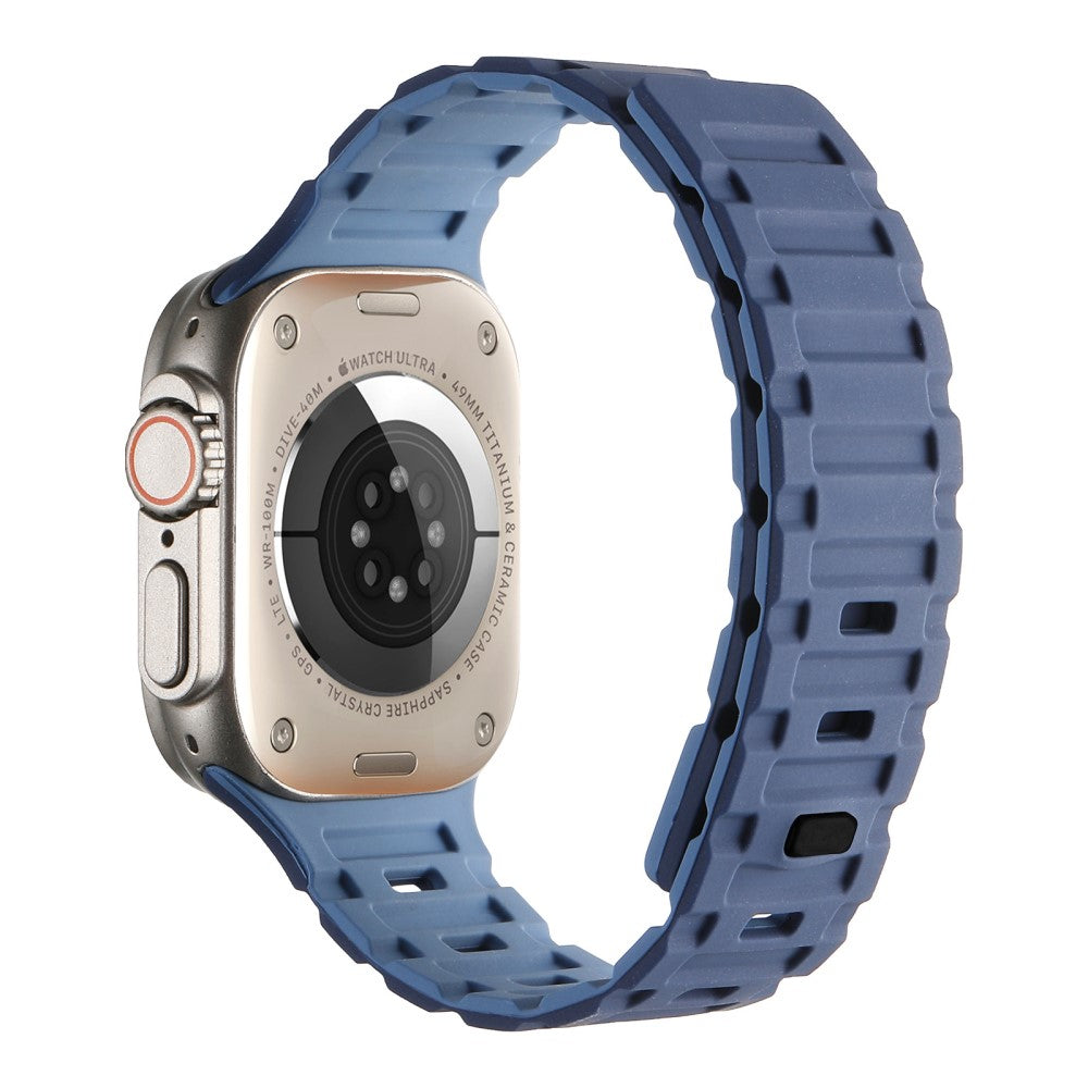 Meget Skøn Metal Og Silikone Universal Rem passer til Apple Smartwatch - Blå#serie_18