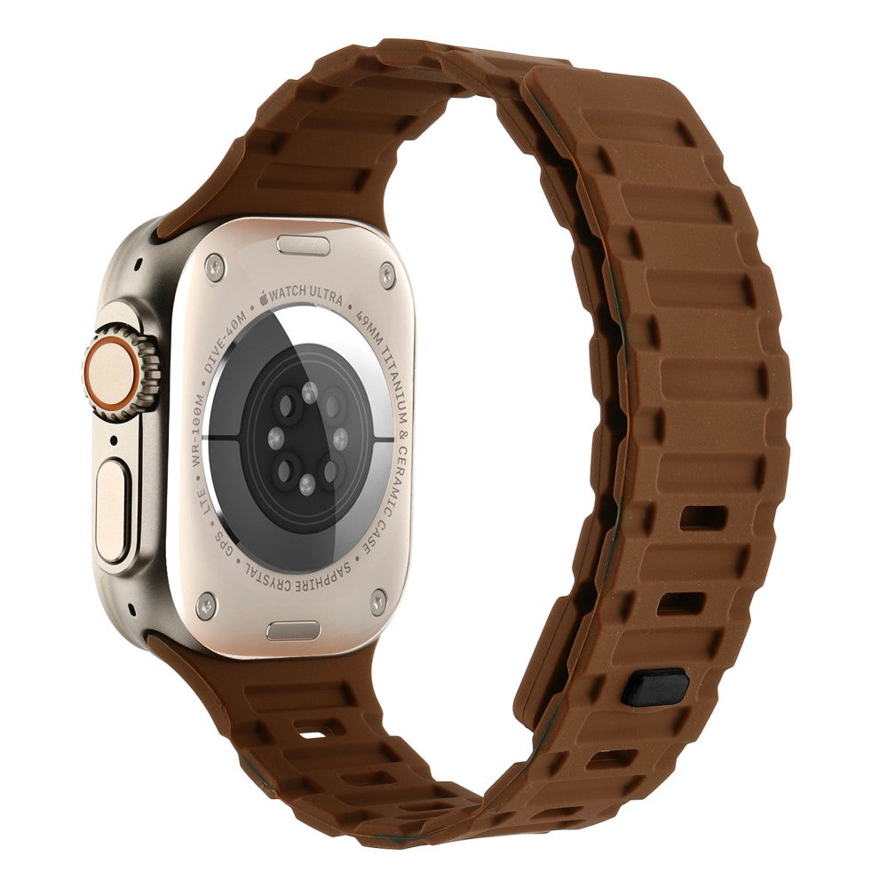 Meget Skøn Metal Og Silikone Universal Rem passer til Apple Smartwatch - Brun#serie_21