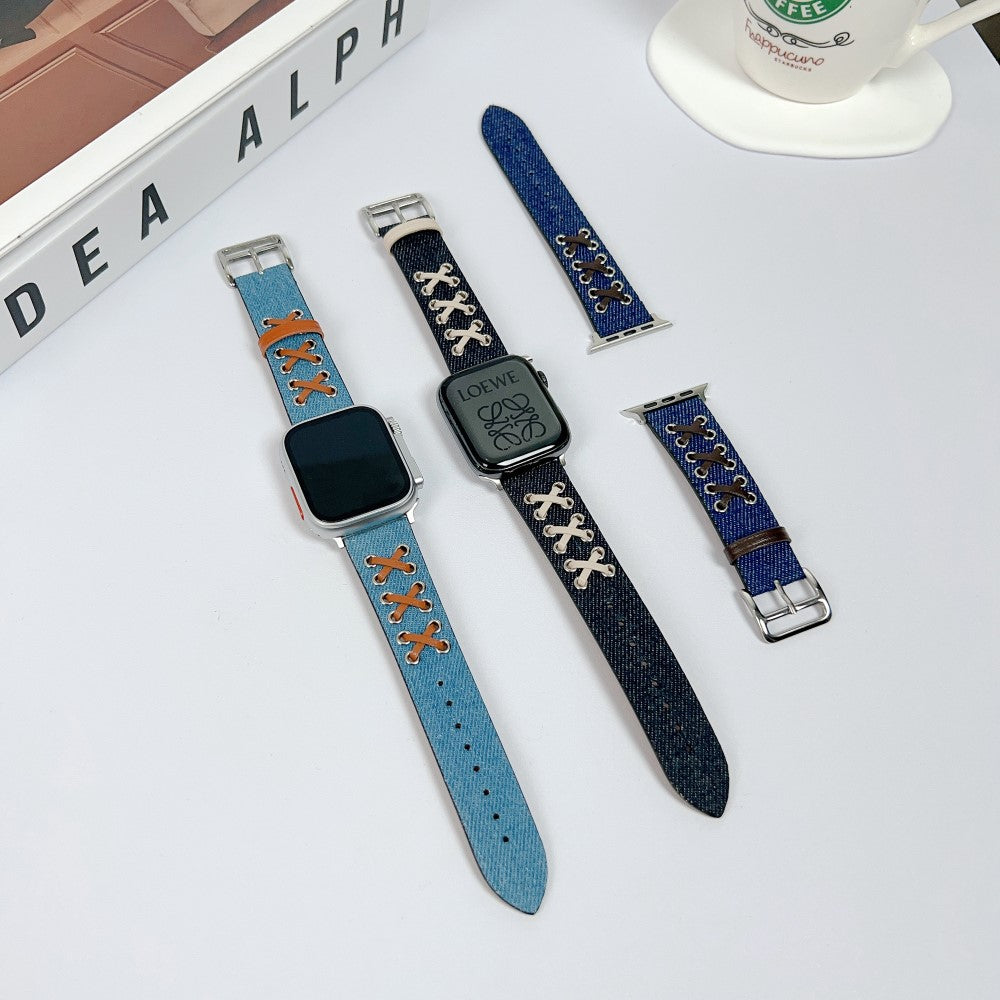 Kønt Metal Og Nylon Universal Rem passer til Apple Smartwatch - Blå#serie_2