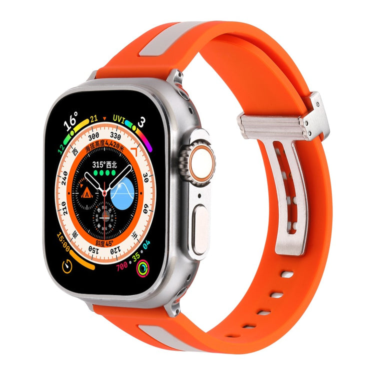 Super Skøn Metal Og Silikone Universal Rem passer til Apple Smartwatch - Orange#serie_5