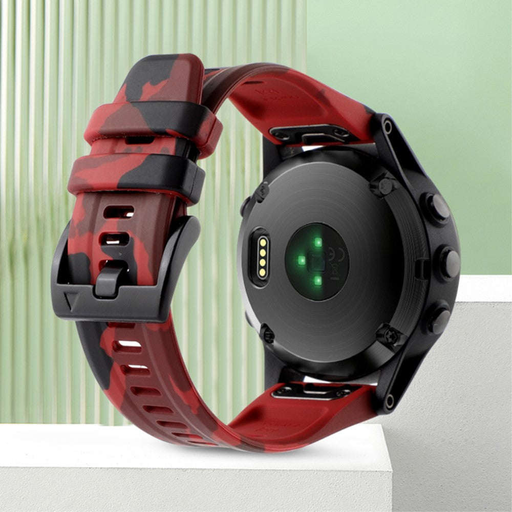 Holdbart Metal Og Silikone Universal Rem passer til Smartwatch - Rød#serie_5