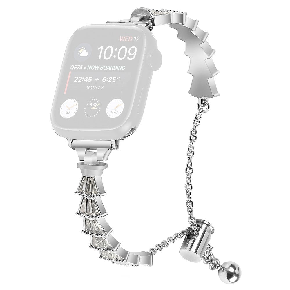 Vildt Godt Metal Og Rhinsten Universal Rem passer til Apple Smartwatch - Sølv#serie_051