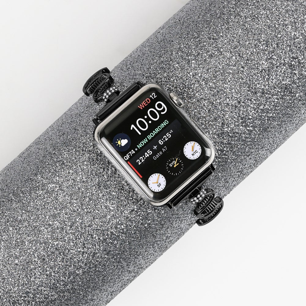 Tidsløst Metal Og Rhinsten Universal Rem passer til Apple Smartwatch - Sort#serie_1