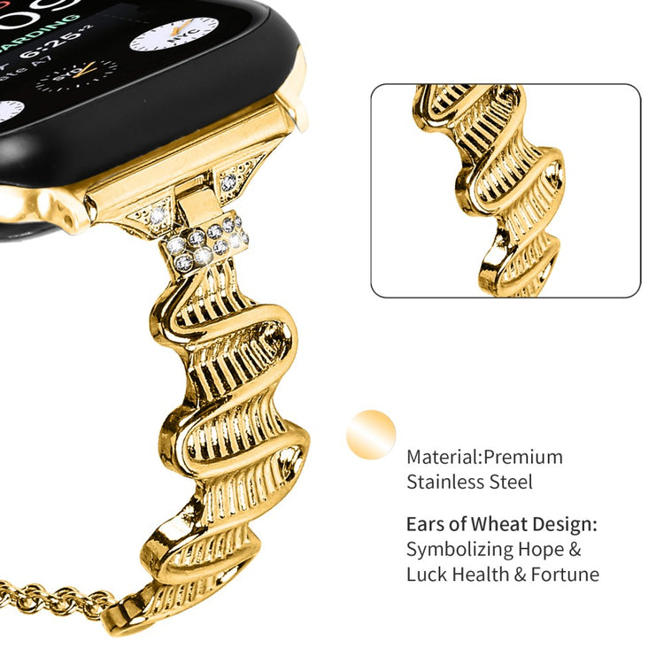 Tidsløst Metal Og Rhinsten Universal Rem passer til Apple Smartwatch - Guld#serie_2