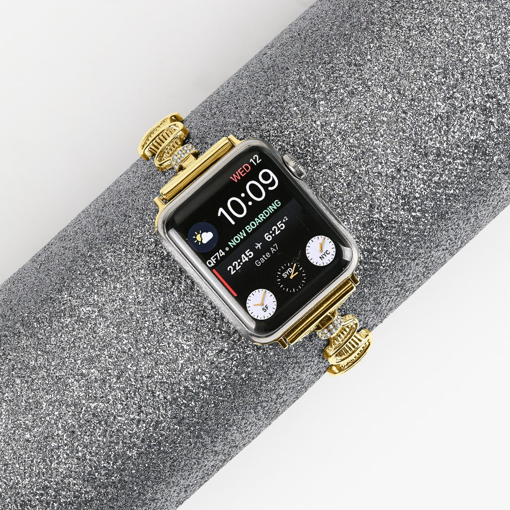 Tidsløst Metal Og Rhinsten Universal Rem passer til Apple Smartwatch - Guld#serie_2