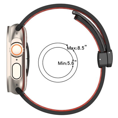 Magnetic Watch Bands Apple Watch Universal 49mm/45mm/44mm/42mm Dual-color Silicone Strap - Black+Grey#serie_7