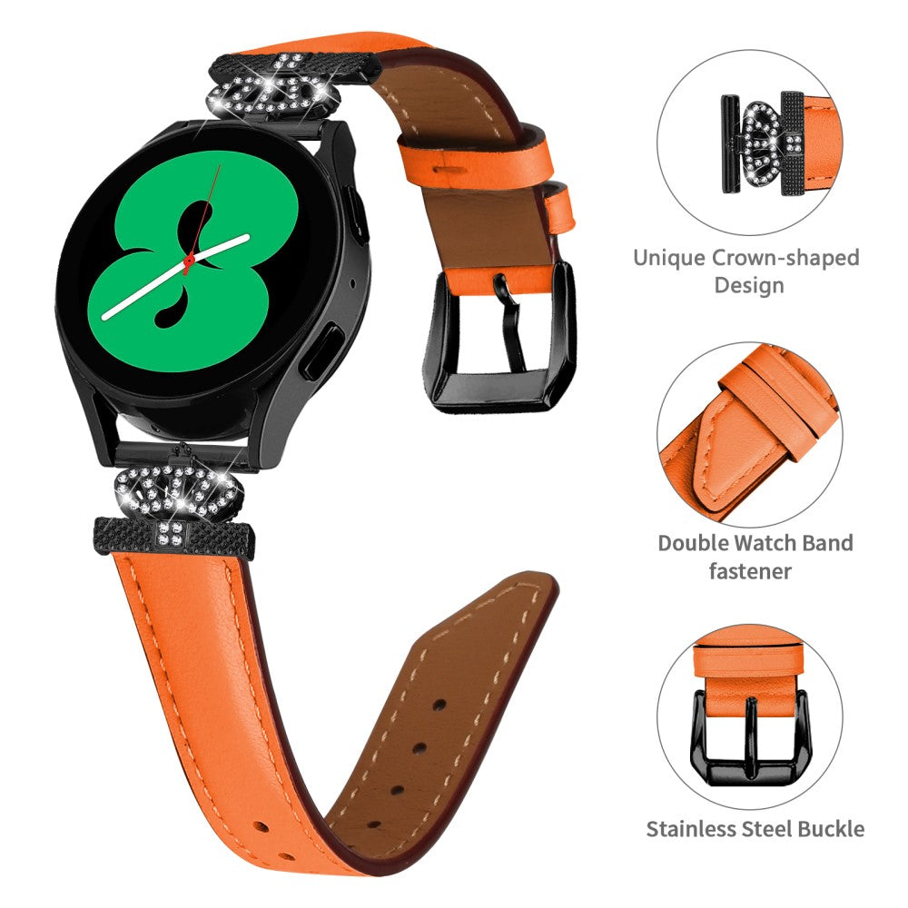 Kunstlæder Og Rhinsten Universal Rem passer til Amazfit Cheetah Pro / 20mm - Orange#serie_1