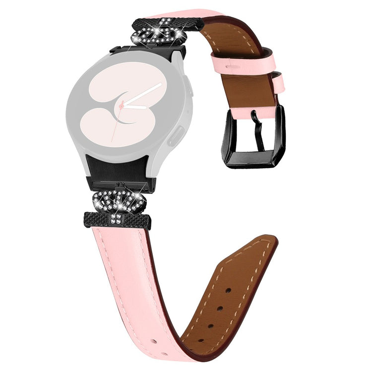 Fed Kunstlæder Og Rhinsten Universal Rem passer til Samsung Smartwatch - Pink#serie_3