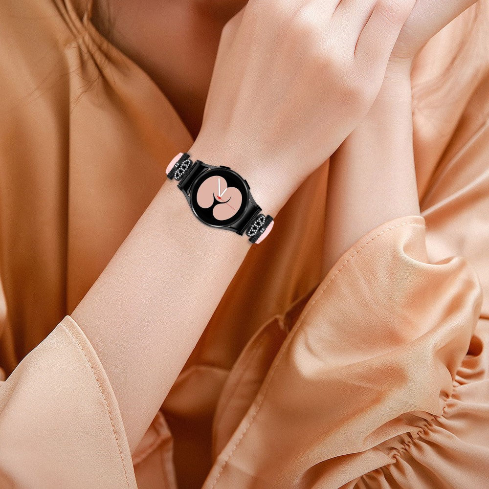 Fed Kunstlæder Og Rhinsten Universal Rem passer til Samsung Smartwatch - Pink#serie_3