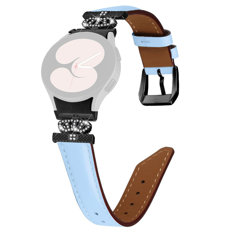 Fed Kunstlæder Og Rhinsten Universal Rem passer til Samsung Smartwatch - Blå#serie_4