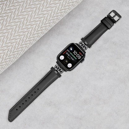 Flot Kunstlæder Og Rhinsten Universal Rem passer til Apple Smartwatch - Sort#serie_1