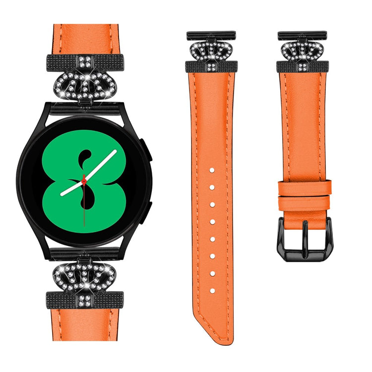Fremragende Kunstlæder Og Rhinsten Universal Rem passer til Smartwatch - Orange#serie_1