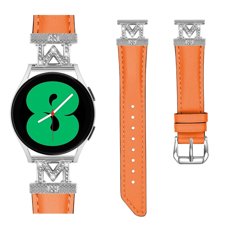 Kunstlæder Og Rhinsten Universal Rem passer til Amazfit Cheetah Pro / 20mm - Orange#serie_1