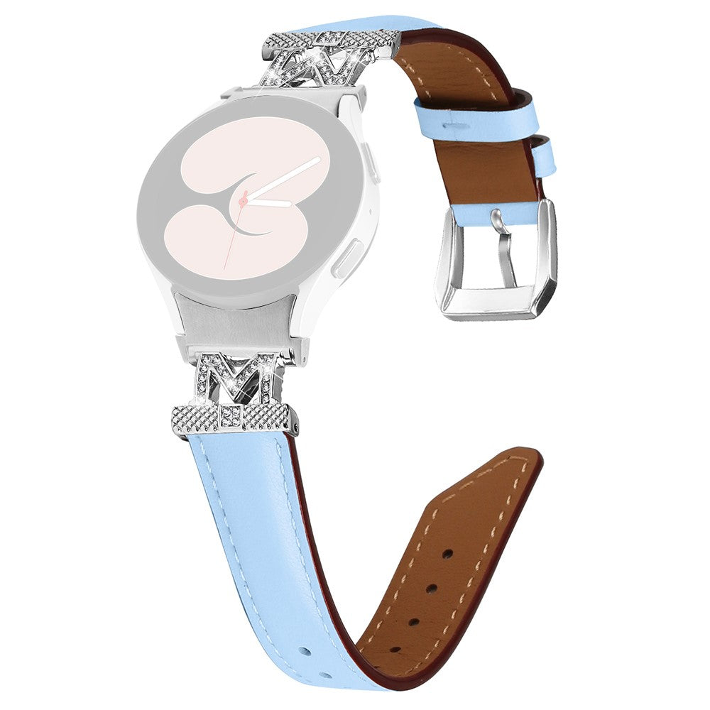 Fed Kunstlæder Og Rhinsten Universal Rem passer til Samsung Smartwatch - Blå#serie_1