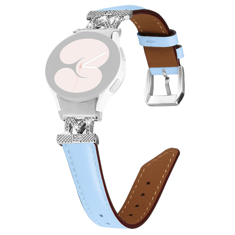 Fed Kunstlæder Og Rhinsten Universal Rem passer til Samsung Smartwatch - Blå#serie_1