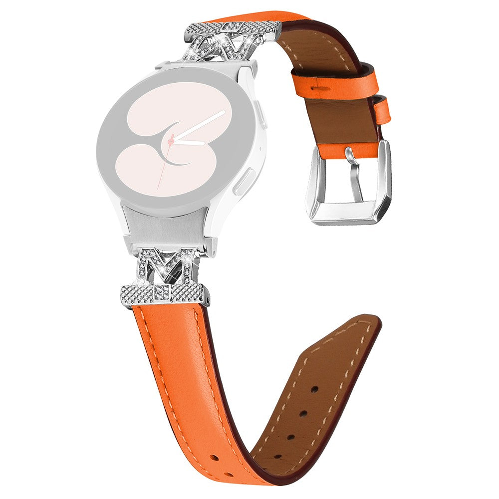 Fed Kunstlæder Og Rhinsten Universal Rem passer til Samsung Smartwatch - Orange#serie_2