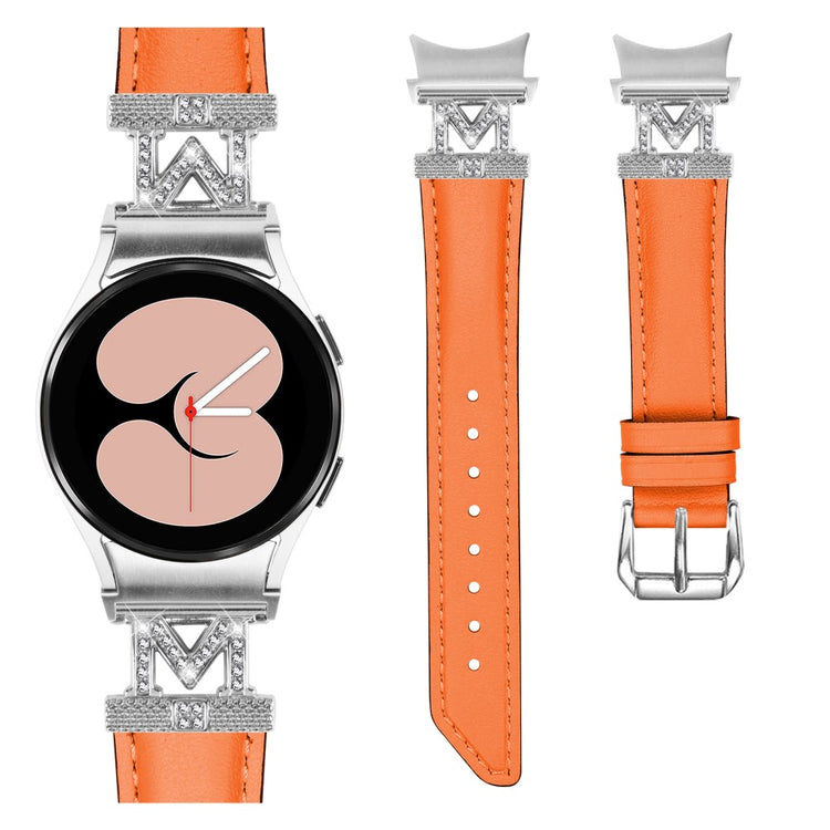Fed Kunstlæder Og Rhinsten Universal Rem passer til Samsung Smartwatch - Orange#serie_2