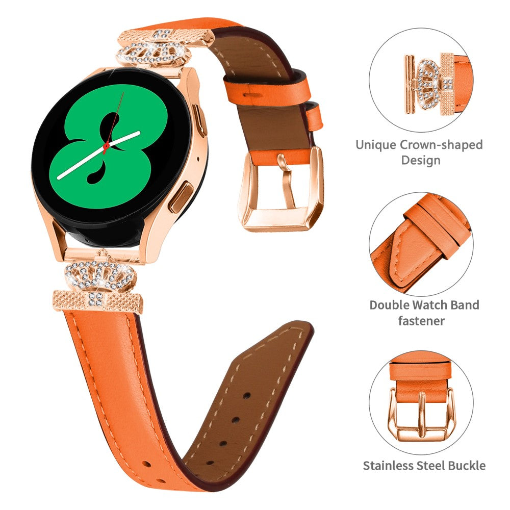 Super Smuk Kunstlæder Og Rhinsten Universal Rem passer til Smartwatch - Orange#serie_2