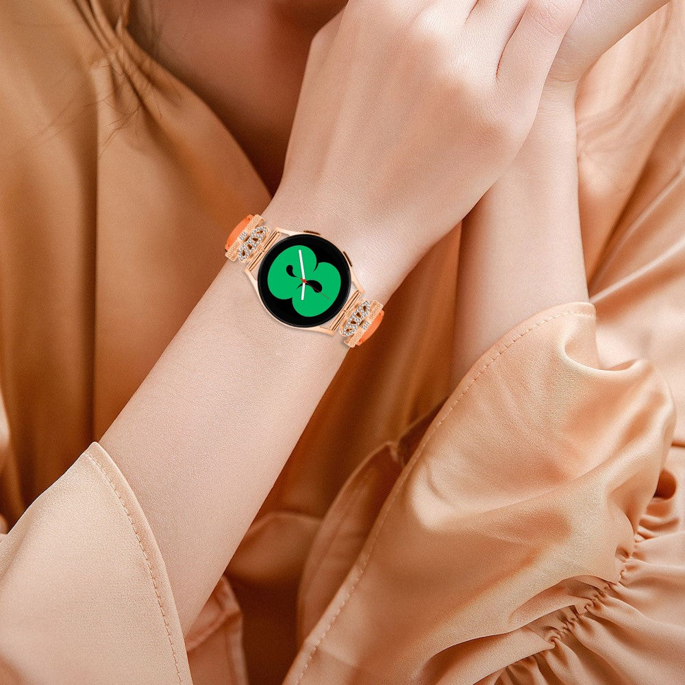 Super Smuk Kunstlæder Og Rhinsten Universal Rem passer til Smartwatch - Orange#serie_2