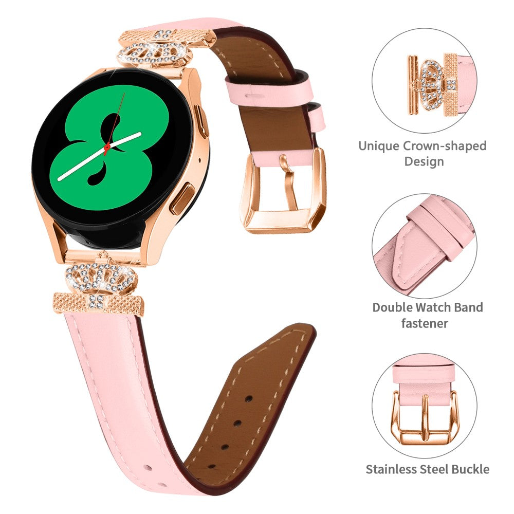 Super Smuk Kunstlæder Og Rhinsten Universal Rem passer til Smartwatch - Pink#serie_3
