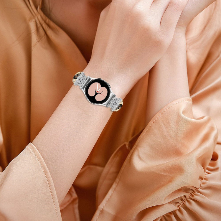 Fed Kunstlæder Og Rhinsten Universal Rem passer til Samsung Smartwatch - Brun#serie_4