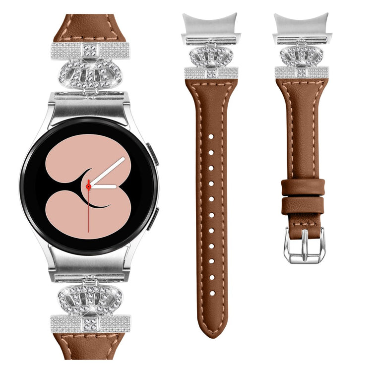Fed Kunstlæder Og Rhinsten Universal Rem passer til Samsung Smartwatch - Brun#serie_6