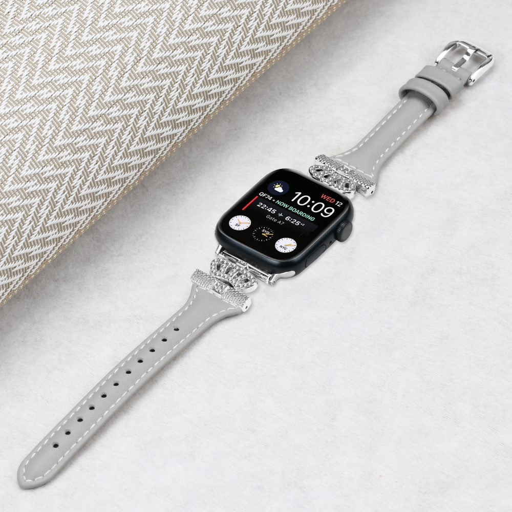 Pænt Kunstlæder Og Rhinsten Universal Rem passer til Apple Smartwatch - Sølv#serie_2