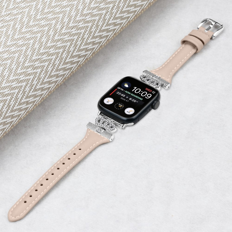 Pænt Kunstlæder Og Rhinsten Universal Rem passer til Apple Smartwatch - Hvid#serie_5